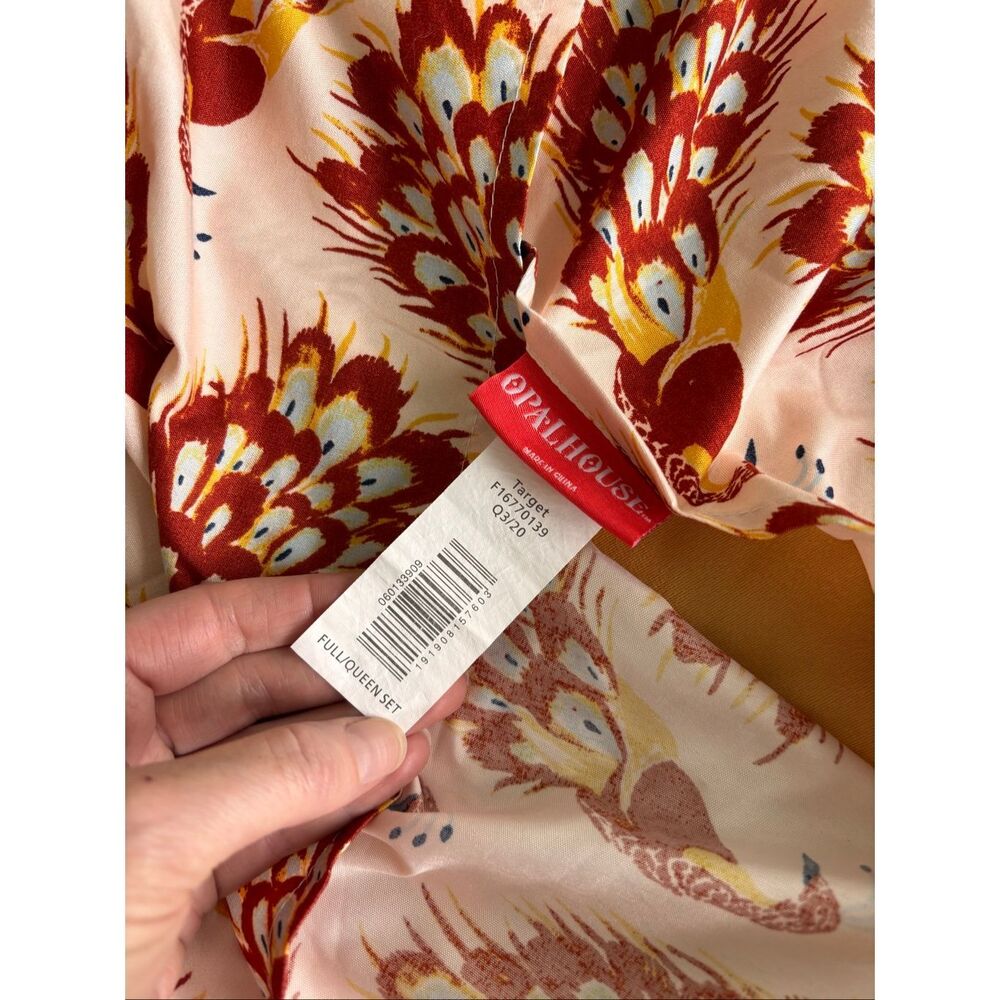 Opalhouse Peacock Print Cotton Pillow Shams Set | Boho Coastal Cottage Bedding A - Picture 8 of 8